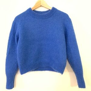 Blue mohair crew-neck boxy sweater